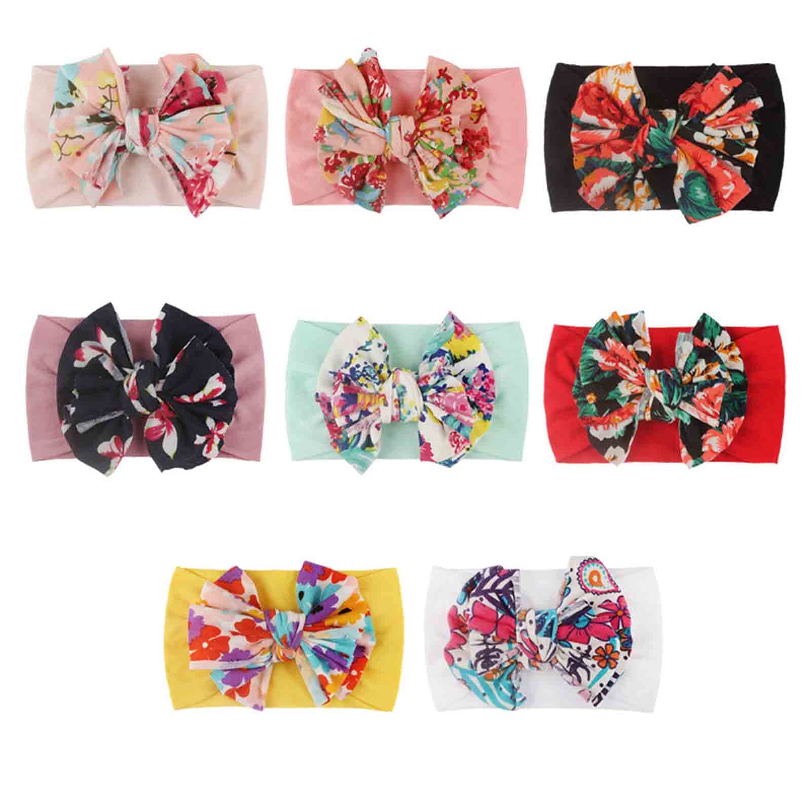 8PC Floral Baby Headbands for Girls - Stretch Hair Bows for Infants & Toddlers - Soft Elastic Hair Accessories for Newborns, Babies & Kids (Multicolor, One Size) - Perfect for Photos, Parties & Everyday Wear