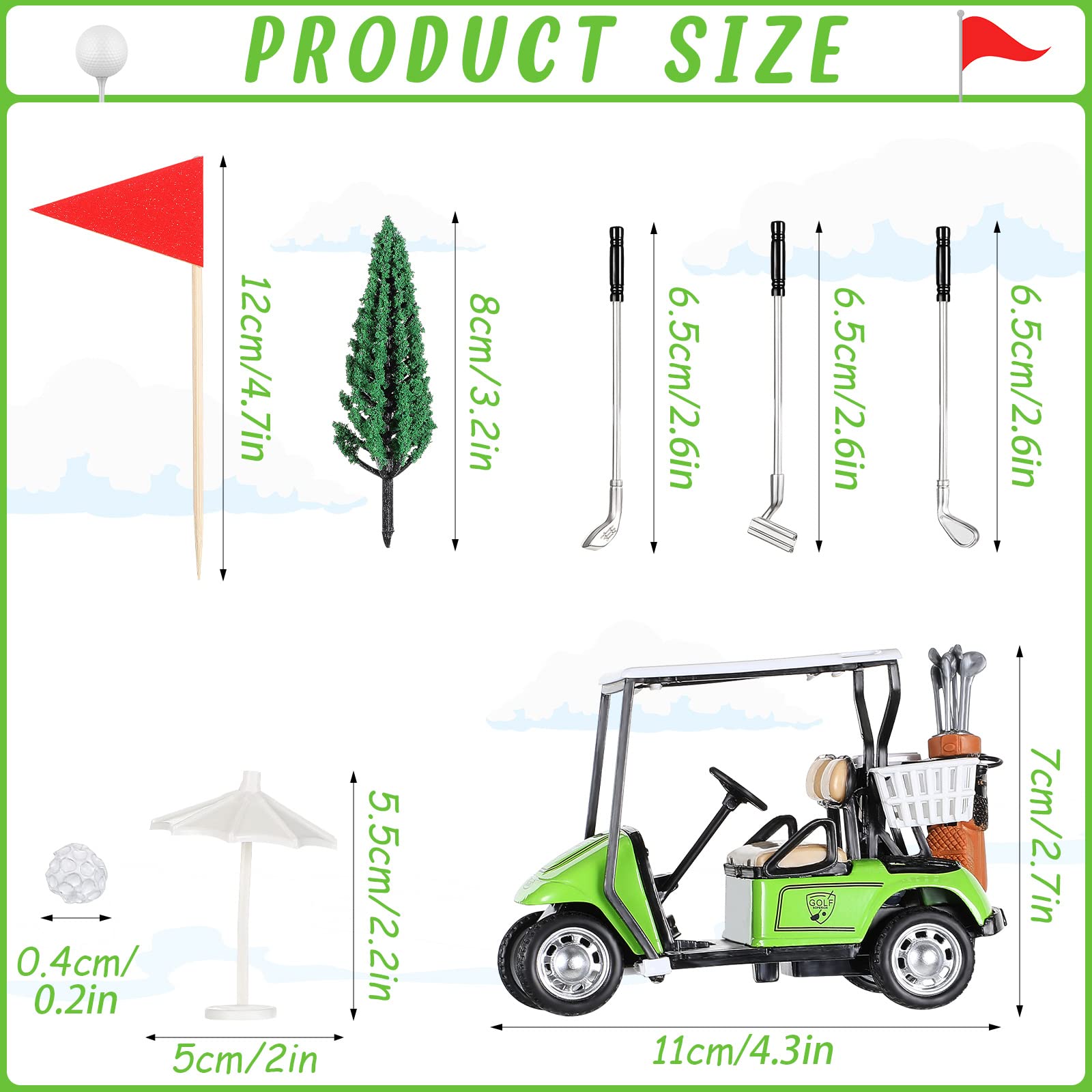 21-Piece Golf Cake Toppers Set - Golf Cart, Clubs, Balls, Trees & Umbrellas for Birthday Cupcake Decorations | Perfect for Golf-Themed Parties, Baby Showers & Retirement Celebrations