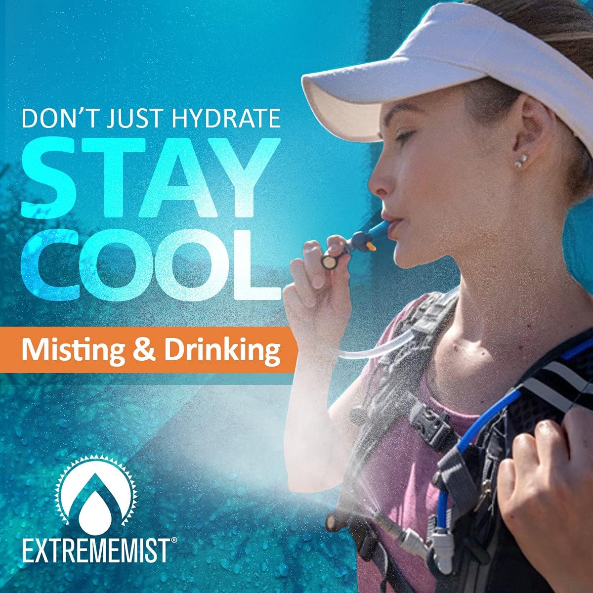 ExtremeMIST Hydration Backpack with 2L Water Reservoir - Lightweight Personal Water Mister & Drinking Backpack for Hiking, Cycling, Running, Climbing, Biking | Stay Cool & Hydrated During Outdoor Adventures (Gray, Small to Large Size) | Perfect for Hot Weather Workouts, Trail Running & Mountain Excursions