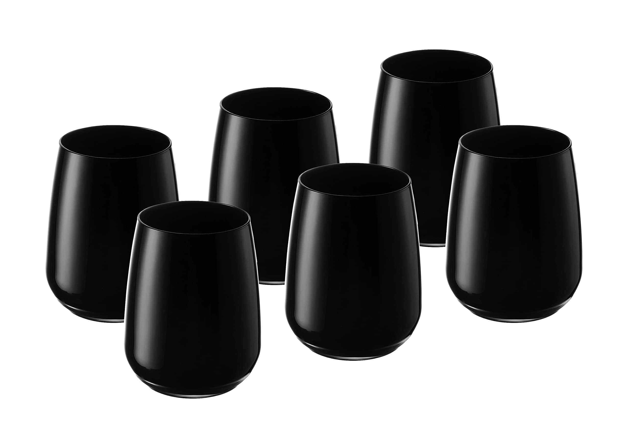 Barski 13 oz Double Old Fashioned Whiskey Glasses - Set of 6 Stemless Crystal Tumbler Glasses for Bourbon, Scotch & Cocktails - Elegant Black DOF Rock Tumblers Made in Europe - Perfect for Home Bars, Parties & Gifts