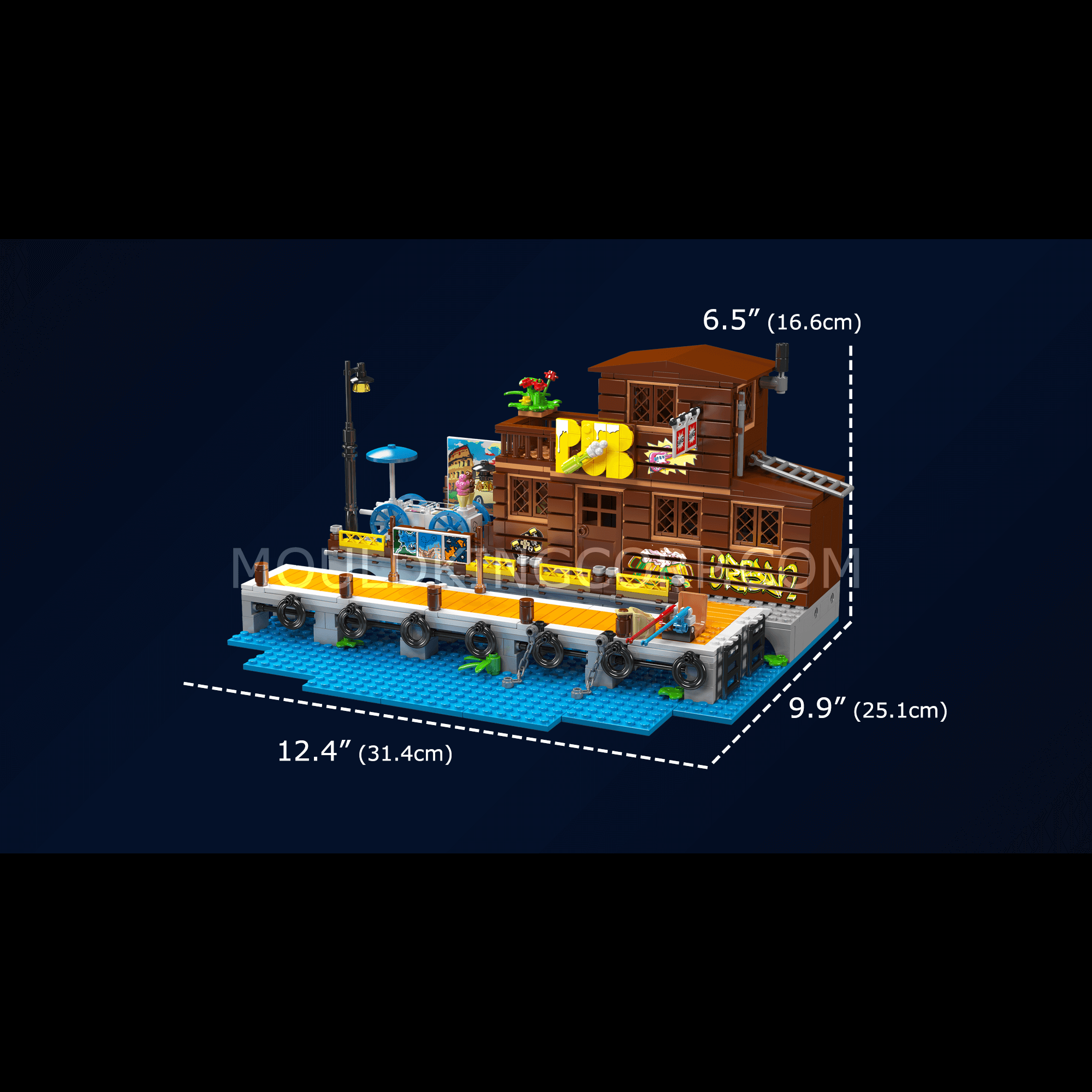 Mould King 10108 Dockside Tavern Building Blocks Set - 842 Piece Modular Castle Model Kit for Adults & Teens | Creative Gift for Collectors & DIY Enthusiasts | Perfect for Home Decor, Display & Role-Playing Games