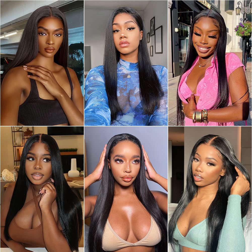 13x4 HD Transparent Straight Lace Front Wigs Human Hair - Pre Plucked Hairline, Glueless 180% Density with Baby Hair - Natural Color 28 Inch for Women | Perfect for Daily Wear, Parties, Weddings & Special Occasions