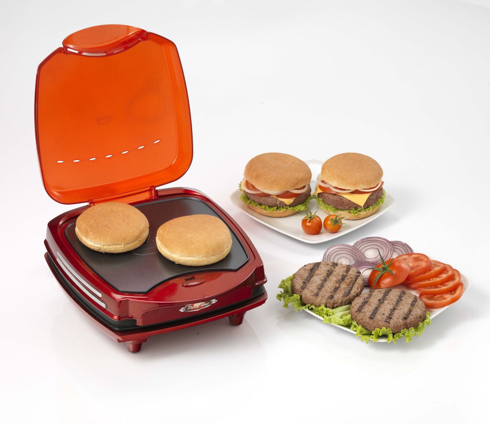 Ariete 185 Electric Hamburger Maker - Non-Stick Grill Plates, 1200W, Red - Perfect for Home BBQs, Parties & Quick Meals