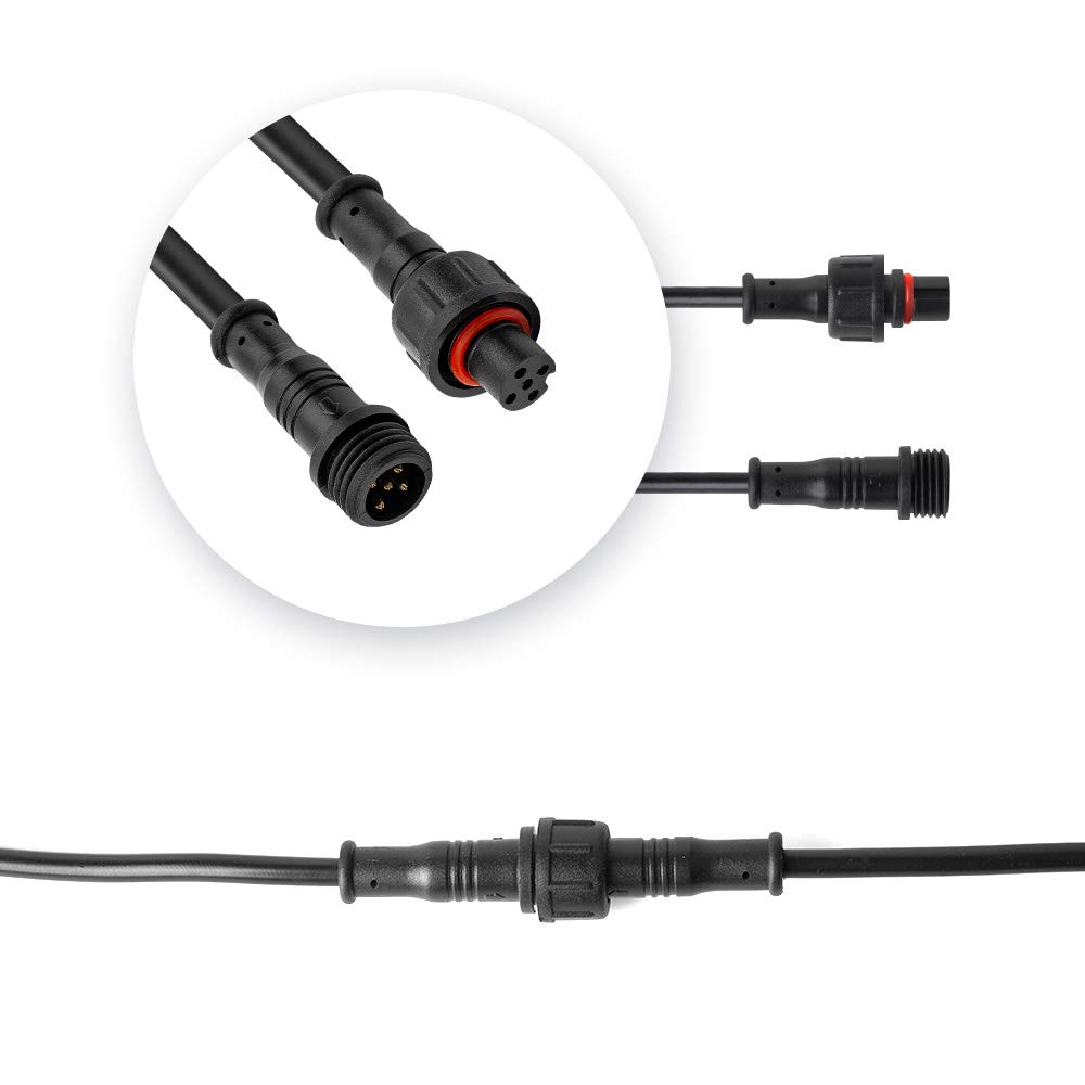BTF-LIGHTING 5 Pin IP65 Waterproof Electrical Connector - 24AWG Male Female Plug with 7.87in/20cm Extension Cable - for Car, Truck, Boat, RV, Indoor/Outdoor LED Strip Lights - 15mm Nut Small Size (5 Pairs) - Perfect for DIY Lighting Projects, Automotive Wiring & Marine Applications
