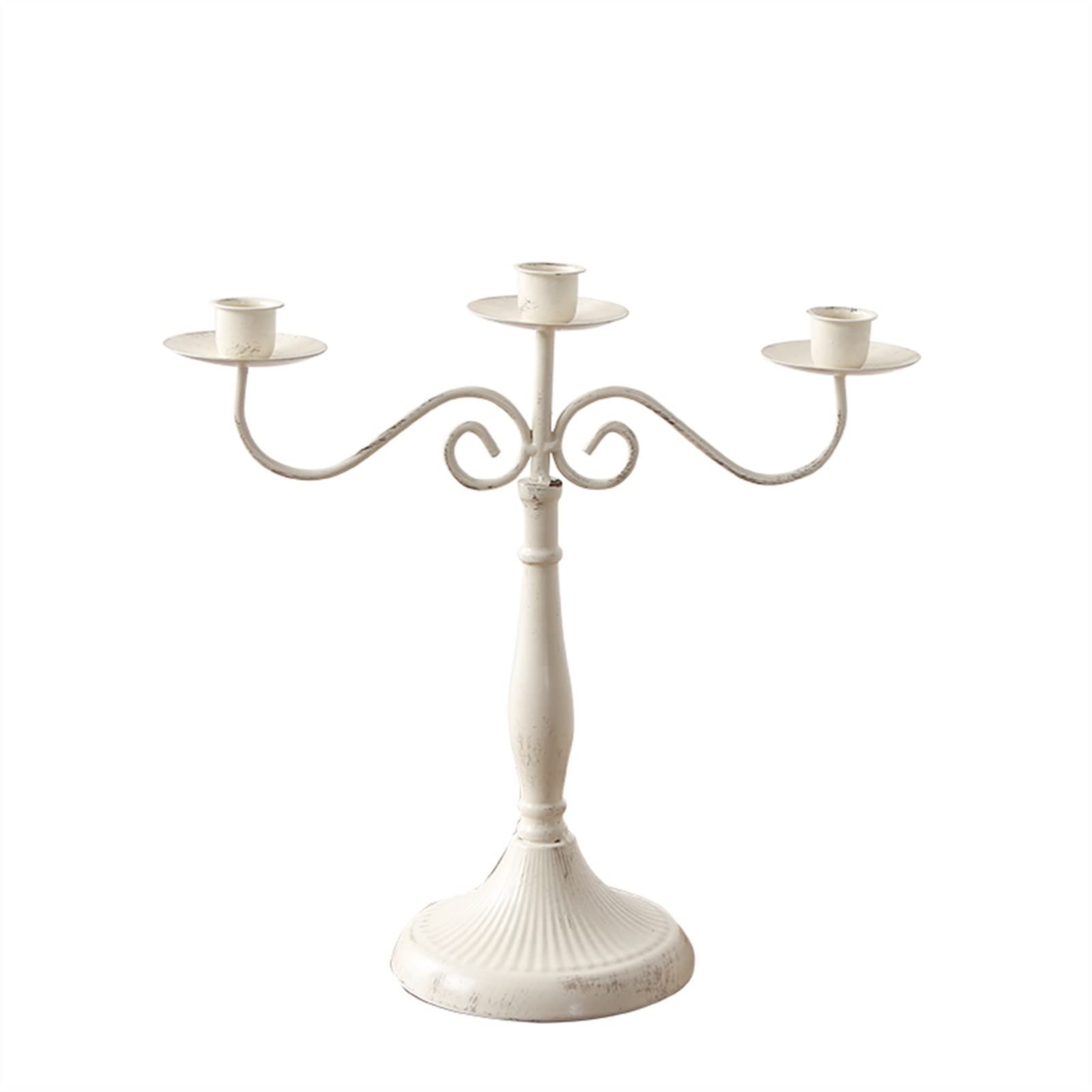 Heavy Duty Cast Iron Candlestick Holders - Handcrafted Vintage 3-Arm Candelabra - 11.8 Inch Tall Decorative Pillar Candle Stand for Christmas, Birthday, Wedding & Home Decor - Perfect for Dining Table Centerpieces, Fireplace Mantels and Romantic Ambiance