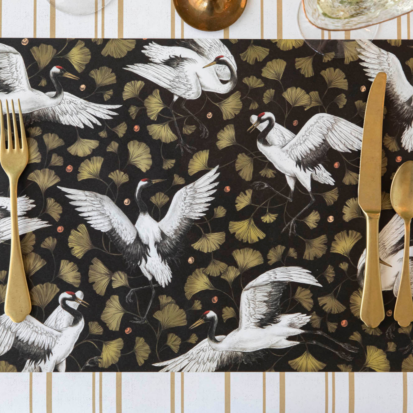 Elegant Crane Dance Placemat Set - Non-Slip Table Mats for Dining, Home Decor & Party Use - Perfect for Everyday Meals, Special Occasions & Asian-Themed Decor