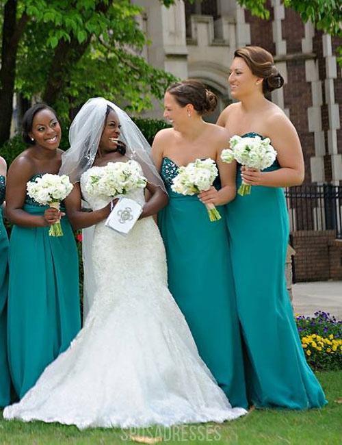 Custom Sweetheart Chiffon Long Bridesmaid Dresses - Elegant Green Formal Gowns for Wedding Party, WG340 | Perfect for Bridal Shower, Evening Events & Special Occasions