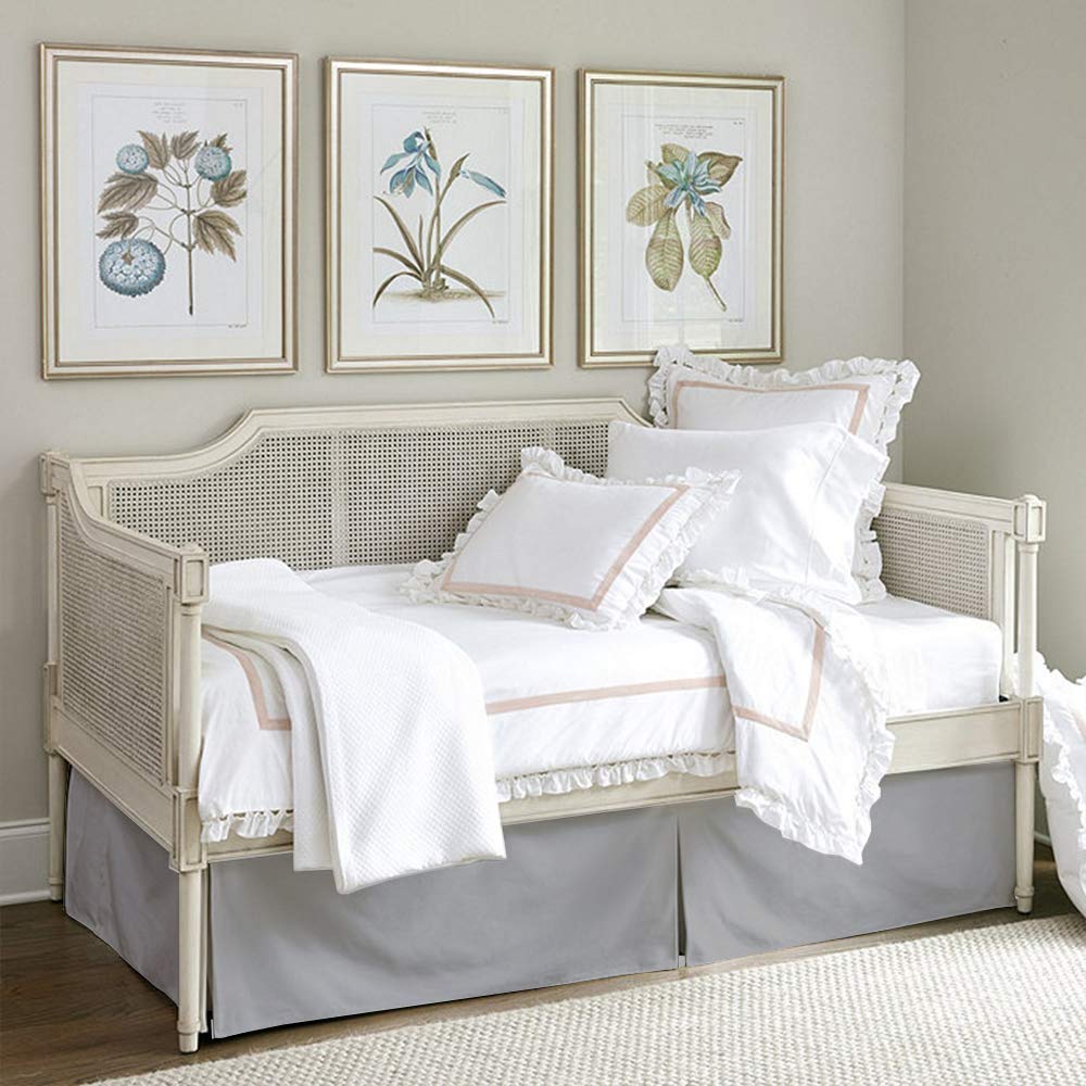 Premium Brushed Microfiber Daybed Skirt with Tailored Pleats & Split Corners - Twin Size (39