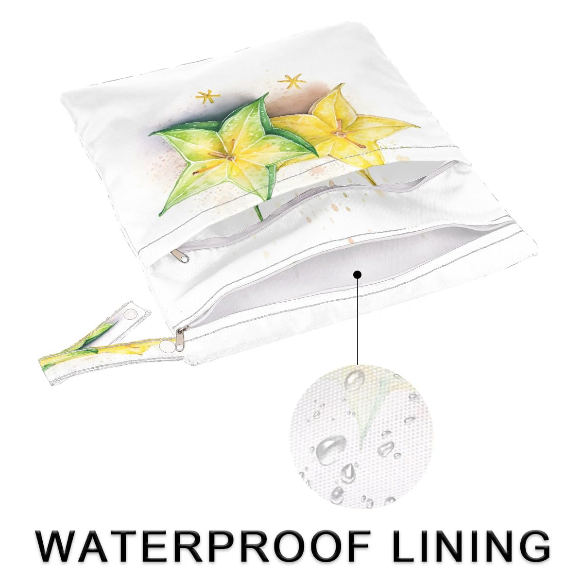 2-Pack Waterproof Star Fruit Wet Dry Bags for Travel, Gym & Beach - Reusable Laundry, Swimsuit & Diaper Storage - Ideal for Yoga, Pool & Outdoor Activities