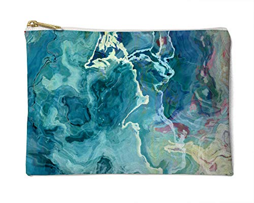 Abstract Art Aqua & White Makeup Bag or Pencil Case - Waterproof Cosmetic Organizer for Travel, Gym, School & Daily Essentials Storage