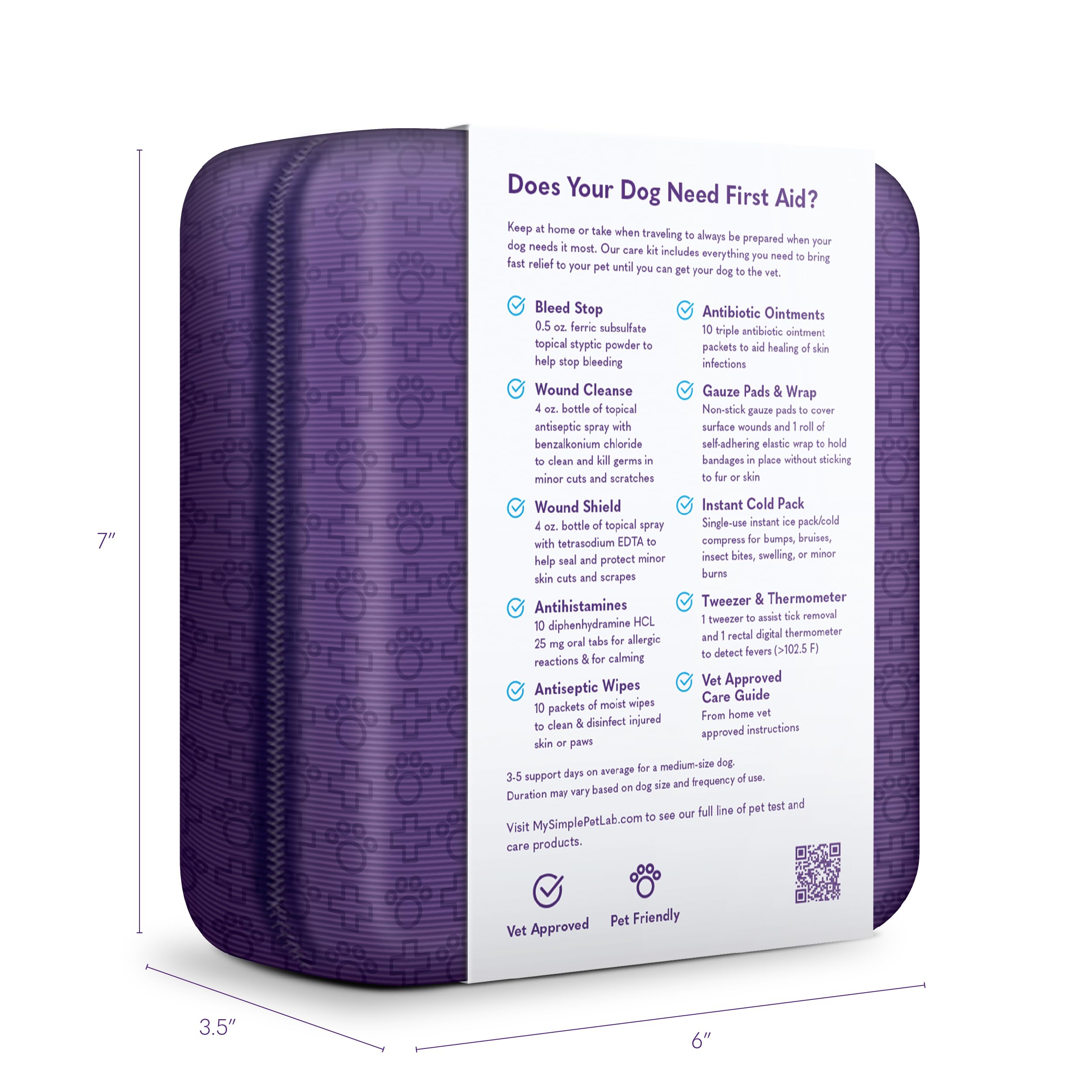 MySimplePetLab Dog First Aid Kit - Essential Pet Medical Supplies for Travel, Wounds, Cuts & Minor Injuries | Compact Emergency Care for Dogs at Home, Hiking or Road Trips