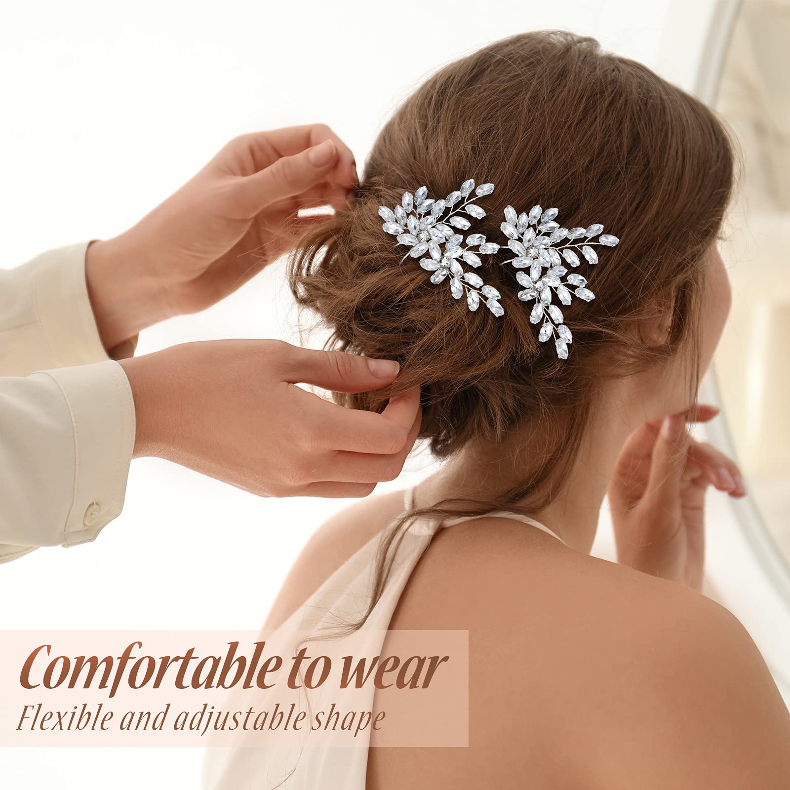 3 Pieces Rhinestone Silver Bridal Hair Combs - Crystal Wedding Hair Side Combs for Women and Girls - Perfect for Bridal Parties, Prom, and Formal Events
