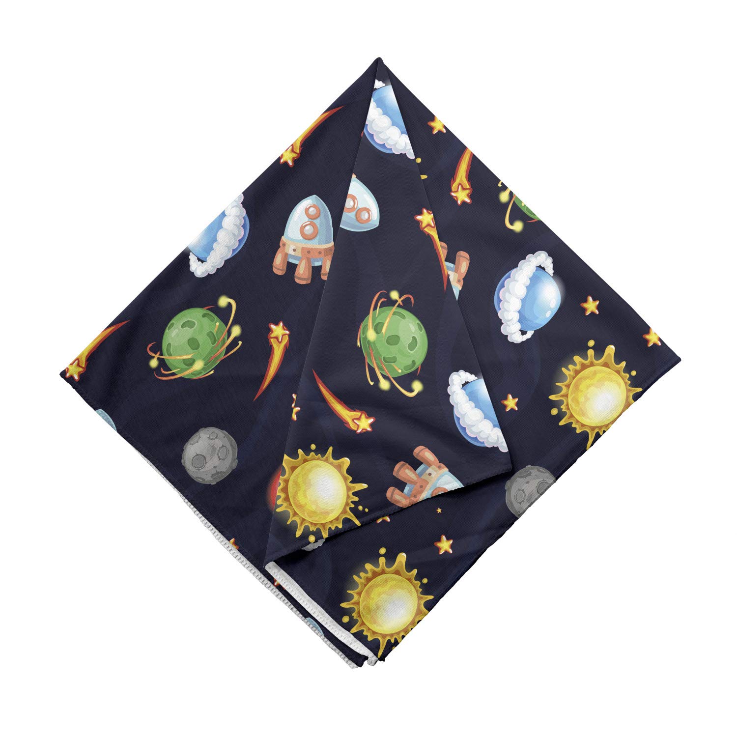 Ambesonne Space Bandana - Galaxy Sun & Planets Print, Unisex Head & Neck Scarf for Outdoor, Hiking, Music Festivals & Cosplay