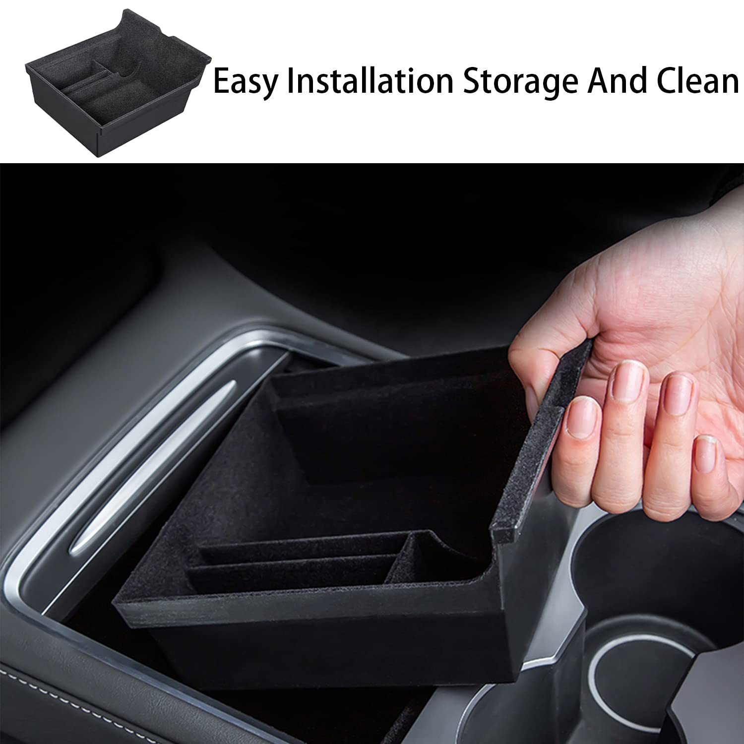 Tesla Model 3 & Y Center Console Organizer Tray - 4PCS Cup Holder Insert for 2021-2025 Model Y & 2021-2023 Model 3 Interior Accessories (Excludes 2025 New Model Y Juniper & 2024-2025 Model 3 Highland) - Perfect for Car Organization & Road Trips