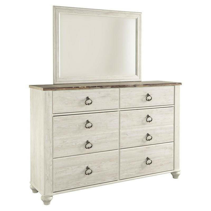 Willowton Dresser Mirror B267 31/36 - Modern Bedroom Dresser Mirror with Adjustable Height, Perfect for Vanity, Makeup & Home Decor