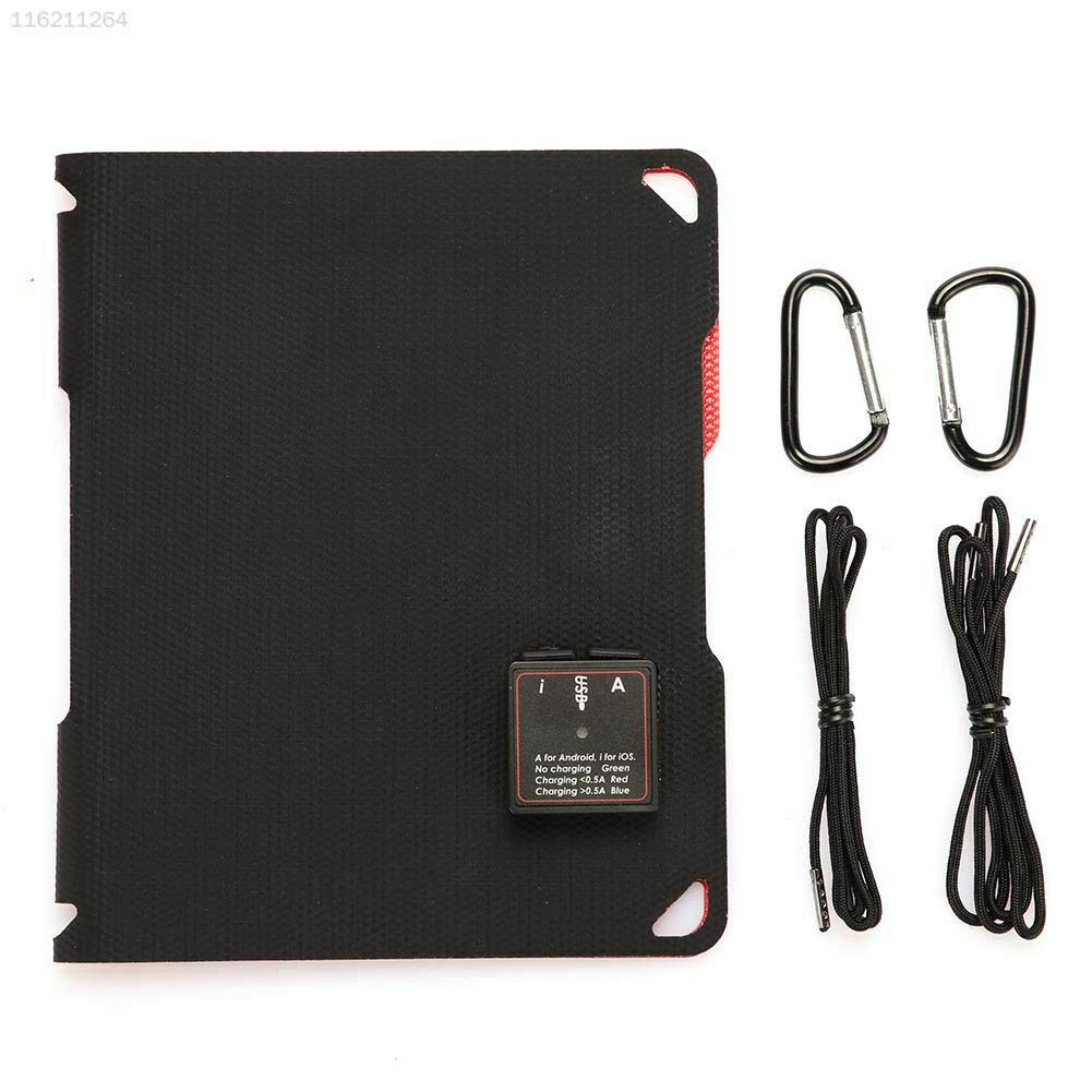PRAV® 4174 10W USB Solar Charger Panel - 5V Portable Power Bank for Phones, Tablets & Outdoor Camping, Hiking, Emergency Power Supply (Black & Red)