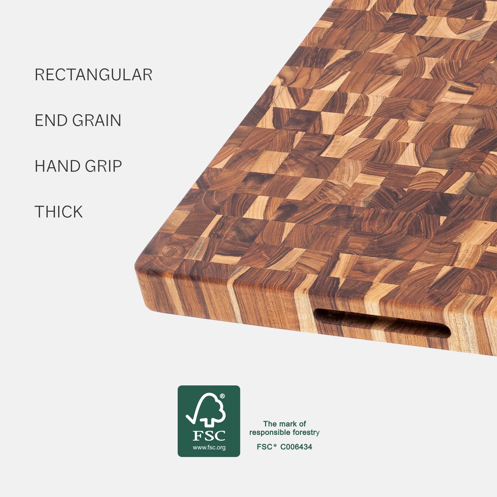 Premium Teak End Grain Butcher Block Cutting Board - Medium Size Wooden Chopping Board - Knife-Friendly Surface - FSC Certified - Perfect for Kitchen Prep, Meat Cutting & Serving Charcuterie