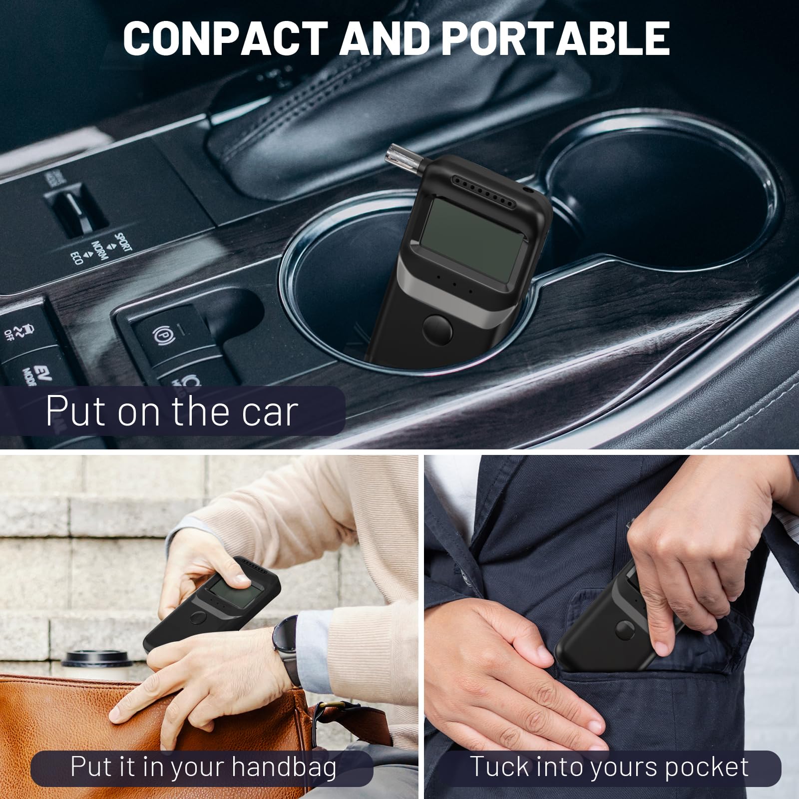 **Portable Alcohol Breathalyzer Tester – High Accuracy & Fast Results with LCD Display & 10 Reusable Mouthpieces – Personal & Professional Use for Home, Workplace, and Law Enforcement**
