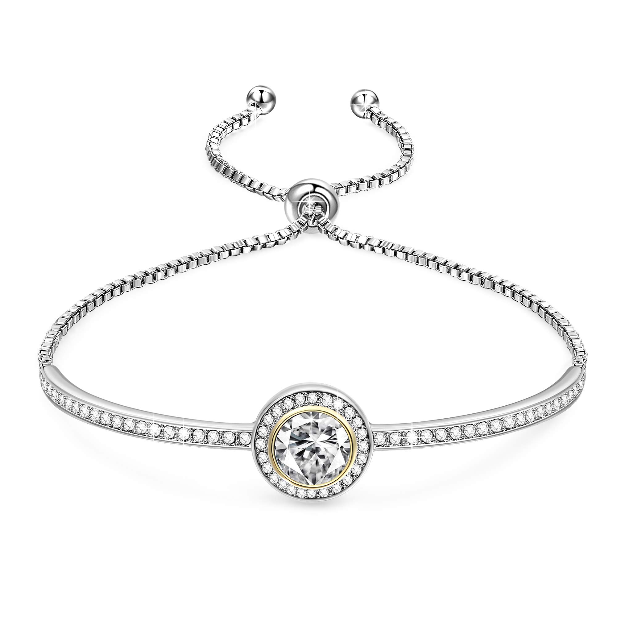 14K White Gold Classic Bracelet for Women - Elegant Birthday Jewelry Gift for Her, Wife, Mom - Luxury Gift Box Included - Perfect for Anniversaries, Valentine's Day & Special Occasions