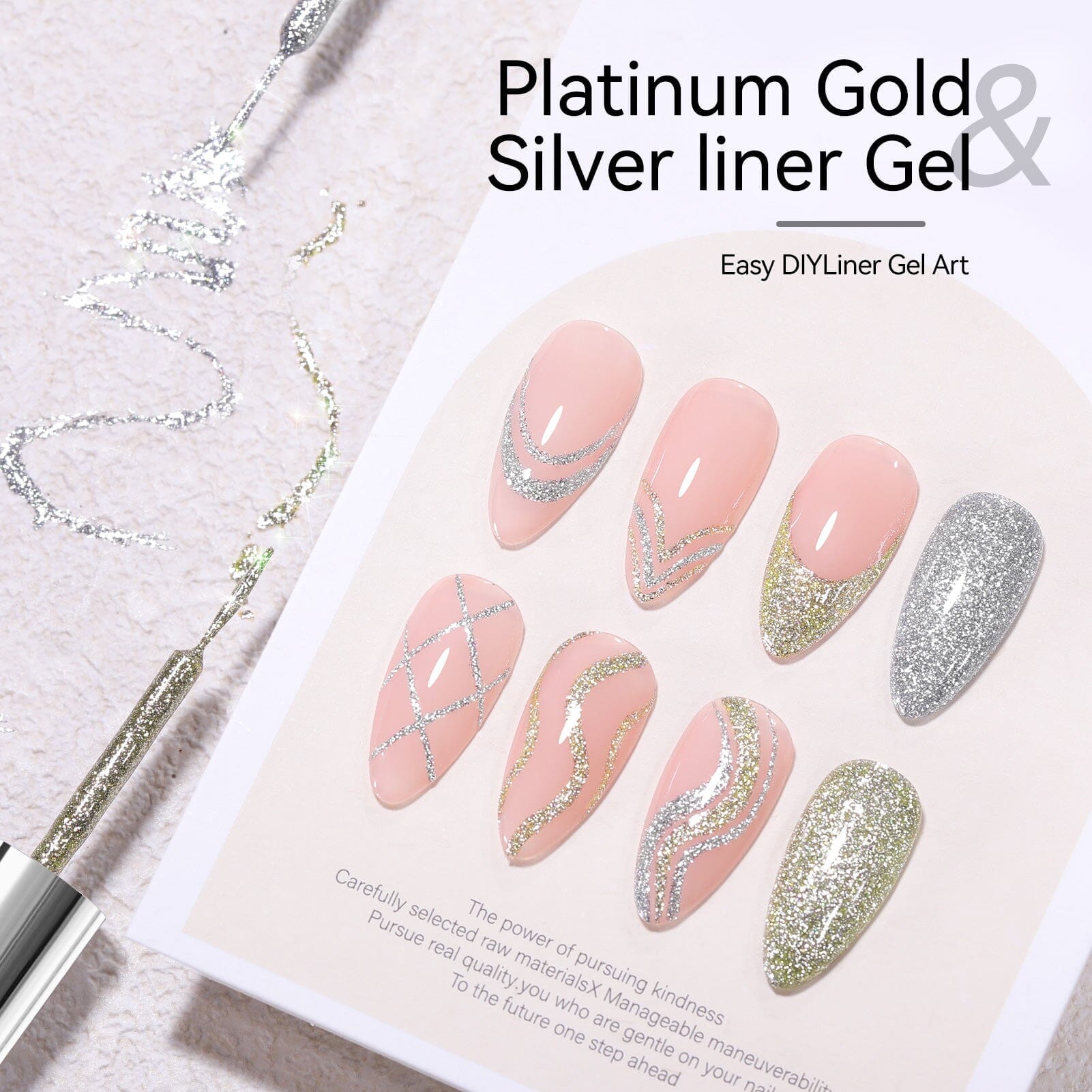 Premium 2-Pack Platinum, Gold & Silver Metallic Paint Gel (8ml Each) - Perfect for Nail Art, DIY Crafts, and Model Painting