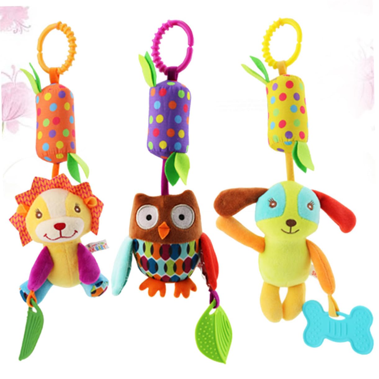 SHOWERORO 3-Piece Rotating Baby Rattle Toy Set - Animal-Themed Bells for Infants & Toddlers - Perfect for Nursery, Playtime & Early Learning Development