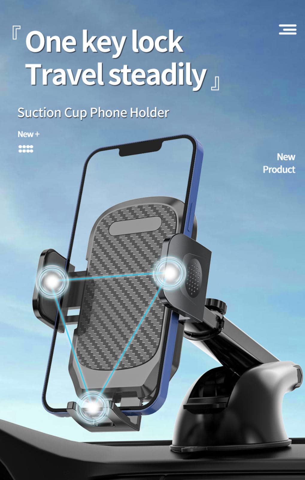 2023 Upgraded Car Phone Holder with Adjustable 360° Rotation & Strong Sticky Gel Pad - Secure Dashboard Mount for Hands-Free Navigation & Driving Safety