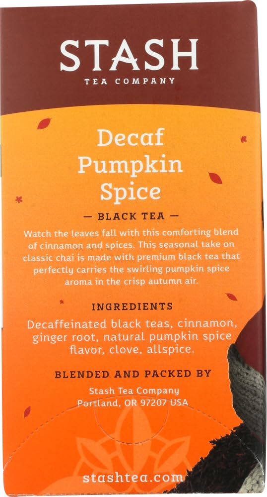 Organic Stash Tea Pumpkin Spice Herbal Tea - Caffeine-Free, Gluten-Free - Perfect for Fall, Holidays & Cozy Evenings