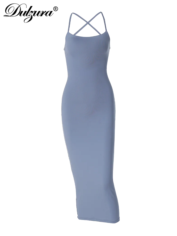 Backless Cross Straps Midi Maxi Dress - Sleeveless Women's Sexy Clubwear for Evening Party, Birthday & Night Out | 2024 Spring & Fall Fashion | Perfect for Cocktail Events, Date Nights & Special Occasions