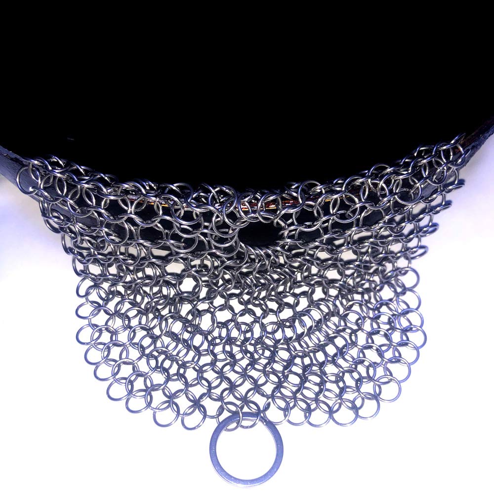 Premium 316 Stainless Steel Cast Iron Cleaner & Chainmail Scrubber - 7 Inch Round for Cast Iron Skillets, Dutch Ovens, Waffle Irons & Grill Pans - Perfect for Camping, Outdoor Cooking & Kitchen Maintenance