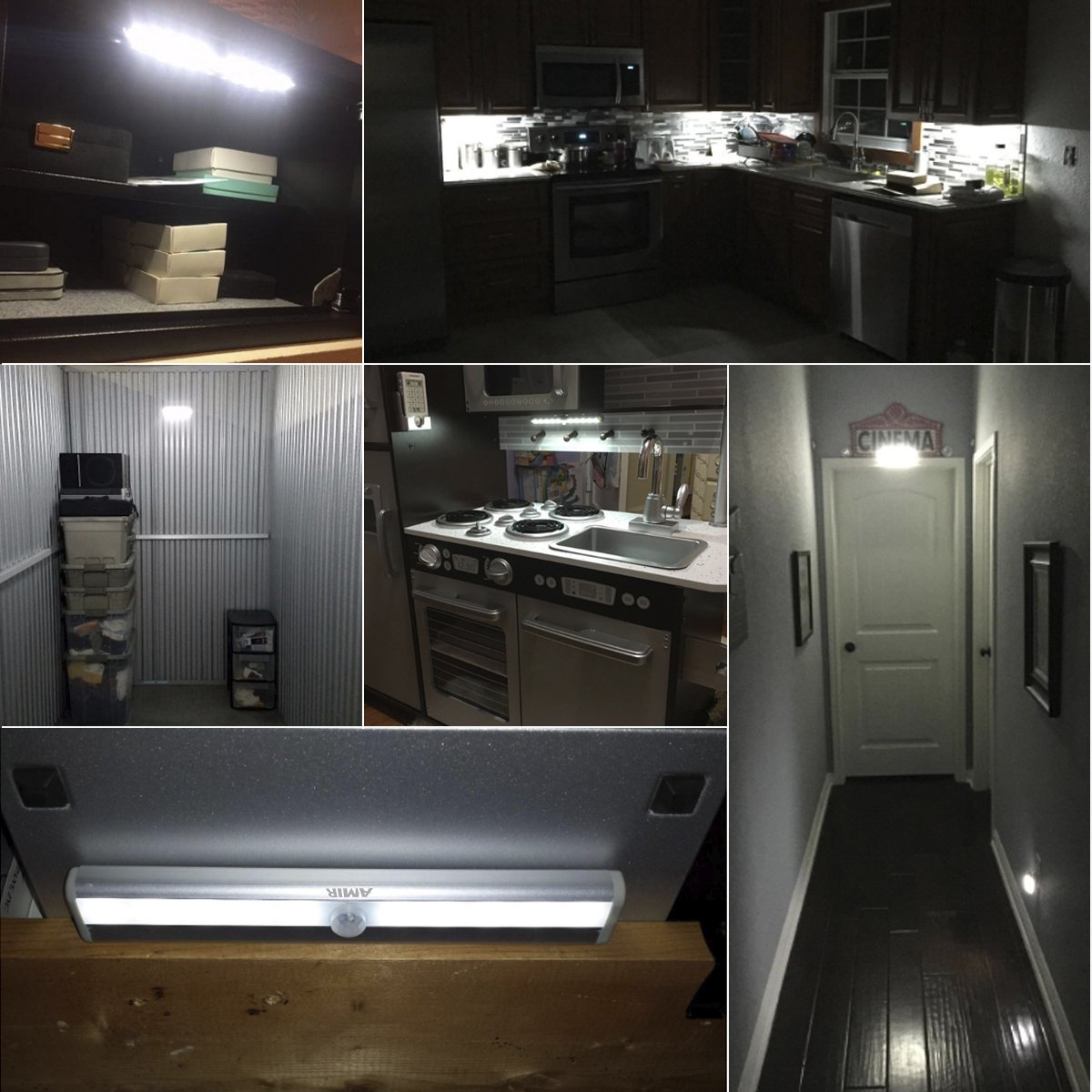 AMIR Upgraded Motion Sensor LED Lights - 6 Pack Battery Powered Wireless Closet Lights, Under Cabinet Lighting, Stair Lights with Stick-On Design for Hallway, Bedroom, Kitchen - Perfect for Night Safety & Home Decor (White)