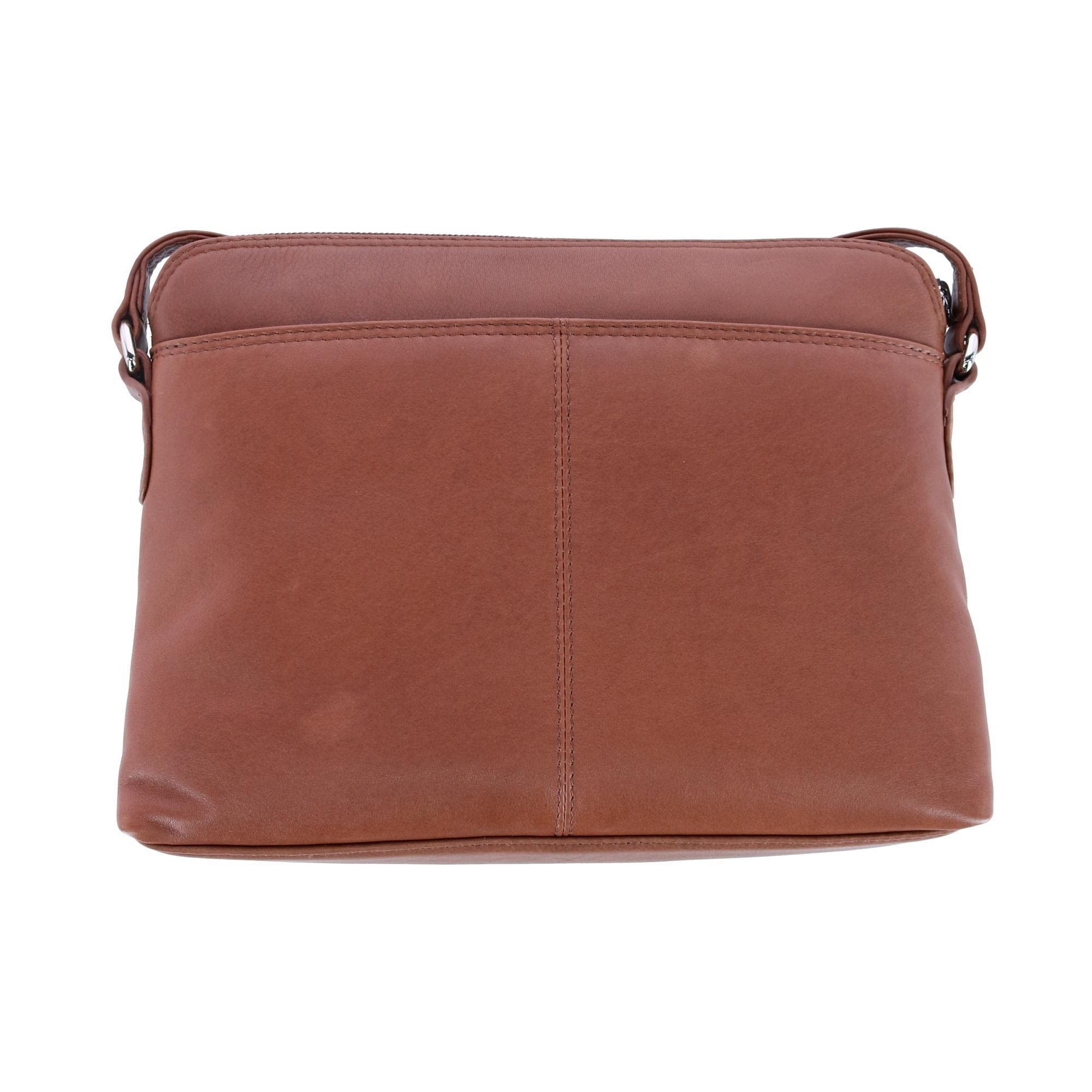 CTM® Women's Genuine Leather Shoulder Bag Purse with Side Organizer Pockets - Stylish Crossbody Handbag for Work, Travel & Everyday Use