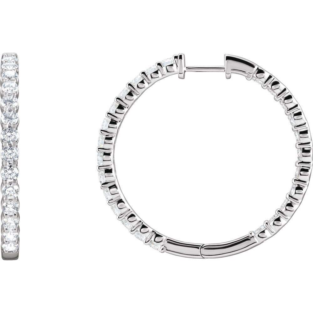 4 Cttw Lab-Grown Diamond Hinged Hoop Earrings 36mm - Elegant Inside-Out Design for Everyday Wear & Special Occasions