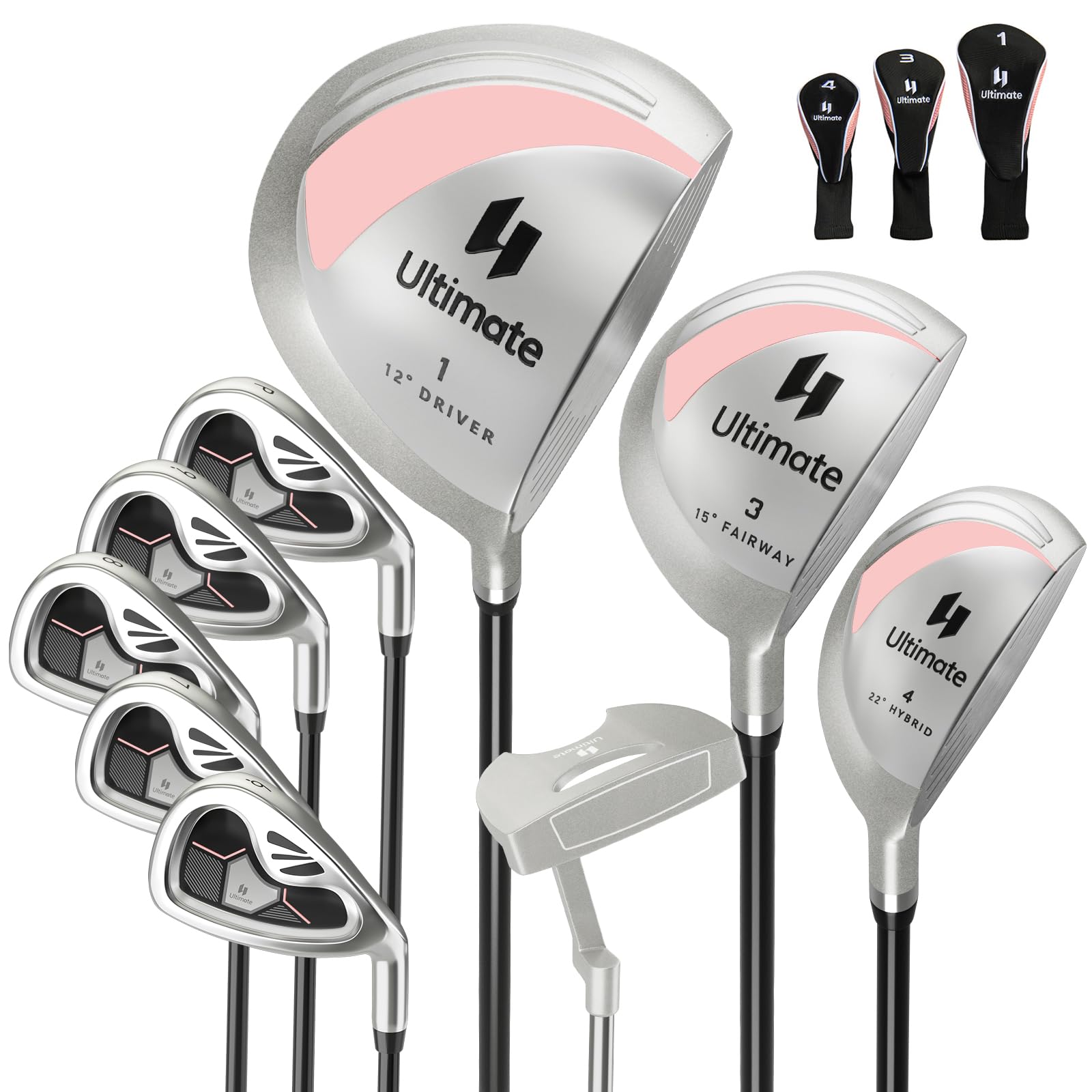 Goplus 9-Piece Complete Golf Club Set for Women - Right Handed Ladies Clubs with #1 Driver, #3 Fairway, #4 Hybrid, 6-9 & P Irons, Putter & Headcovers - Perfect for Beginners & Intermediate Golfers on the Course or Driving Range
