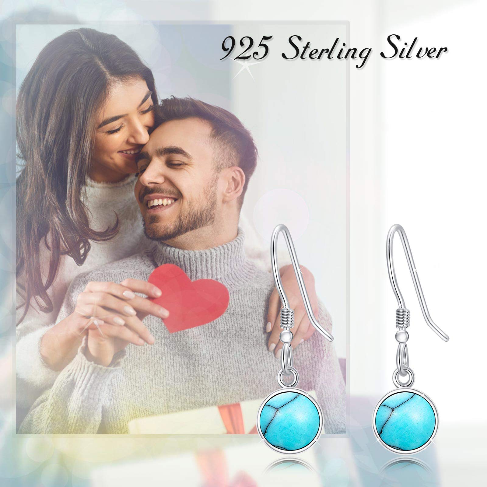 925 Sterling Silver Turquoise Small Hoop Earrings - Hypoallergenic Huggie Hoops for Women, Round Shape Jewelry Gift for Mom Wife Girlfriend - Perfect for Sensitive Ears, Everyday Wear & Special Occasions