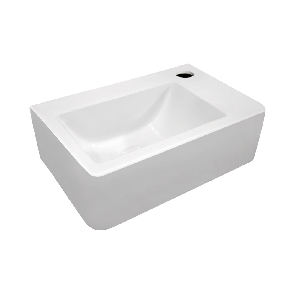 Isabella Collection 14-Inch Small Wall Mount Bathroom Sink with Single Faucet Hole & Center Drain - Perfect for Compact Bathrooms, Powder Rooms & RV Vanity Installations