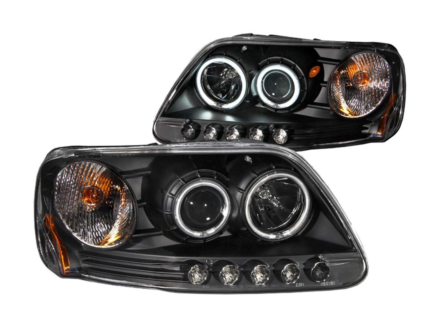 Anzo USA 111097 Ford F-150 Black Clear Projector Headlights with LED Halo Rings - Complete Pair Replacement for Enhanced Night Driving & Off-Roading