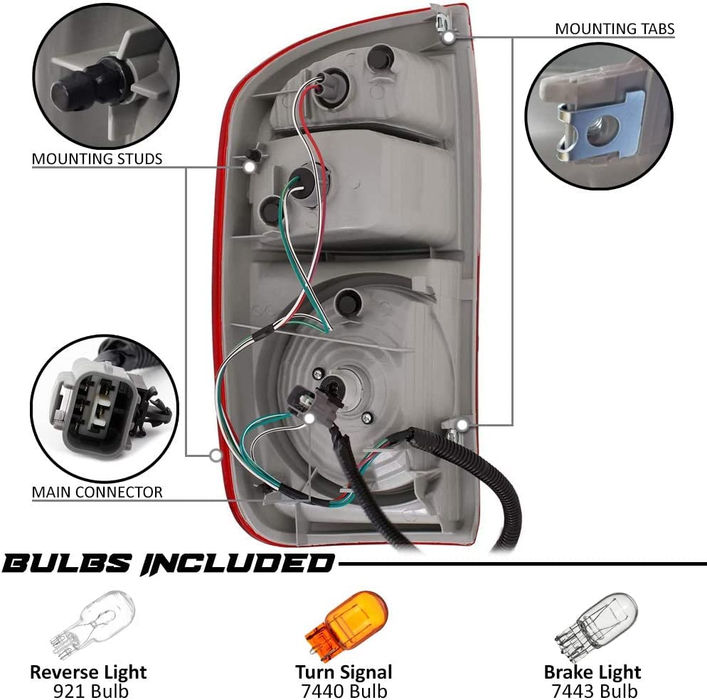 OE Style Halogen Tail Lights Replacement for 2000-2006 Toyota Tundra Double Cab - Pair (TO2800153 TO2801153 815600C040 815500C040) - Durable Aftermarket Lighting Upgrade for Improved Night Visibility & Safety