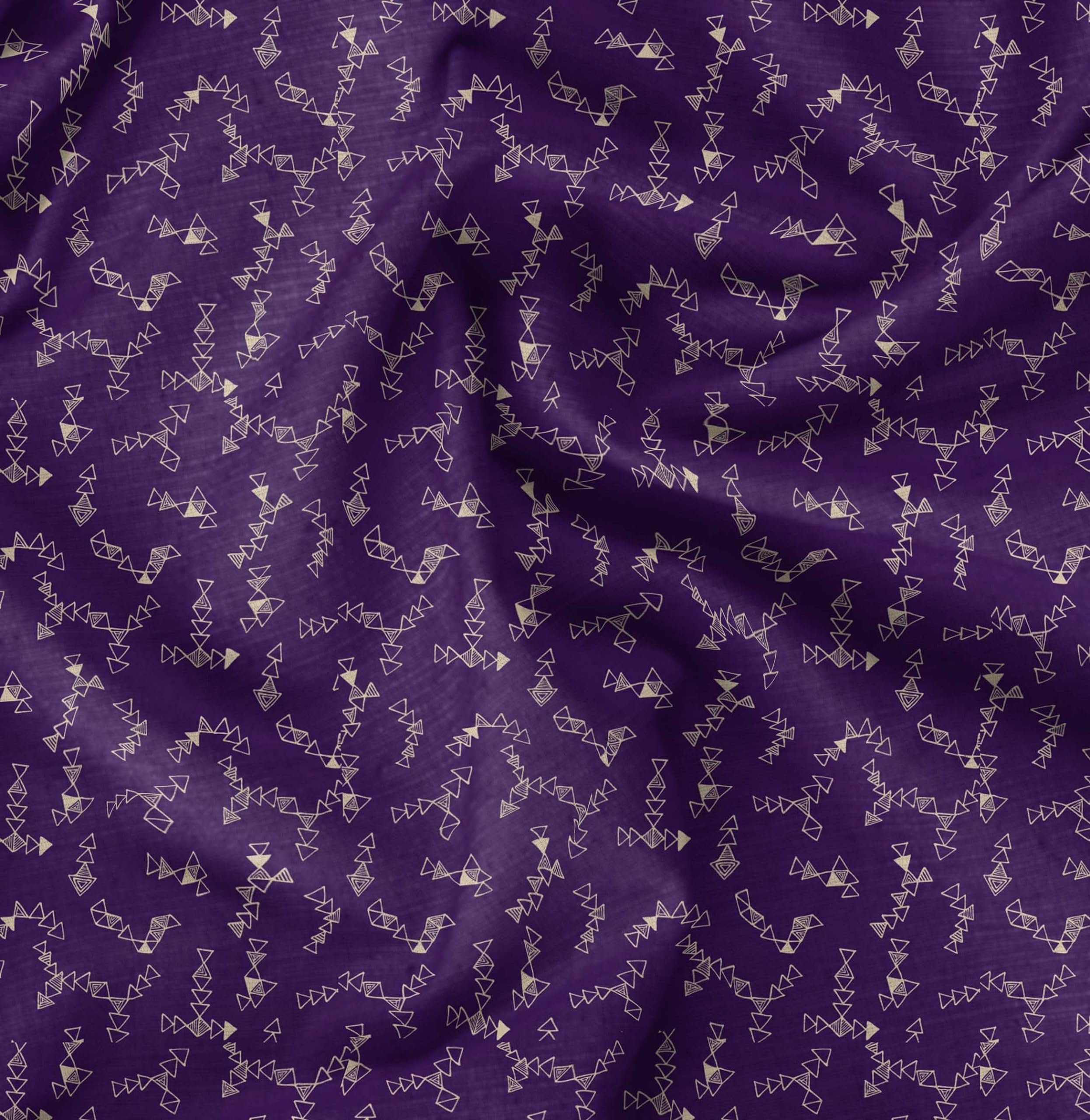 Soimoi Moss Georgette Purple Fabric by The Yard - 42 Inch Wide Geometric Printed Fabric for DIY Crafts, Dresses & Home Decor | Modern Artistic Triangle Pattern Material for Sewing Projects