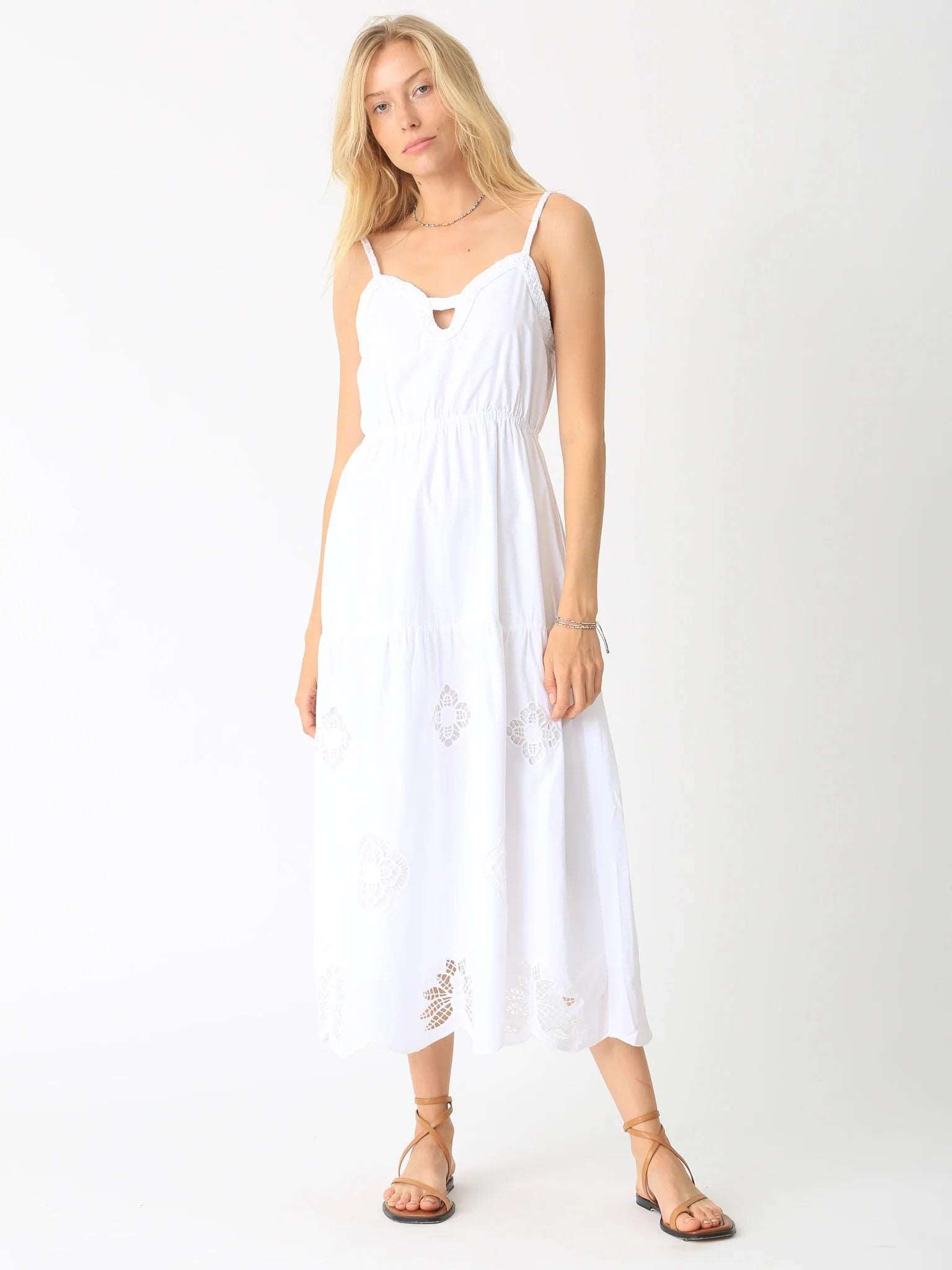 Electric & Rose Women's Vivian Midi Dress - Flowy A-Line Summer Dress in Cloud White | Perfect for Weddings, Parties & Casual Outings
