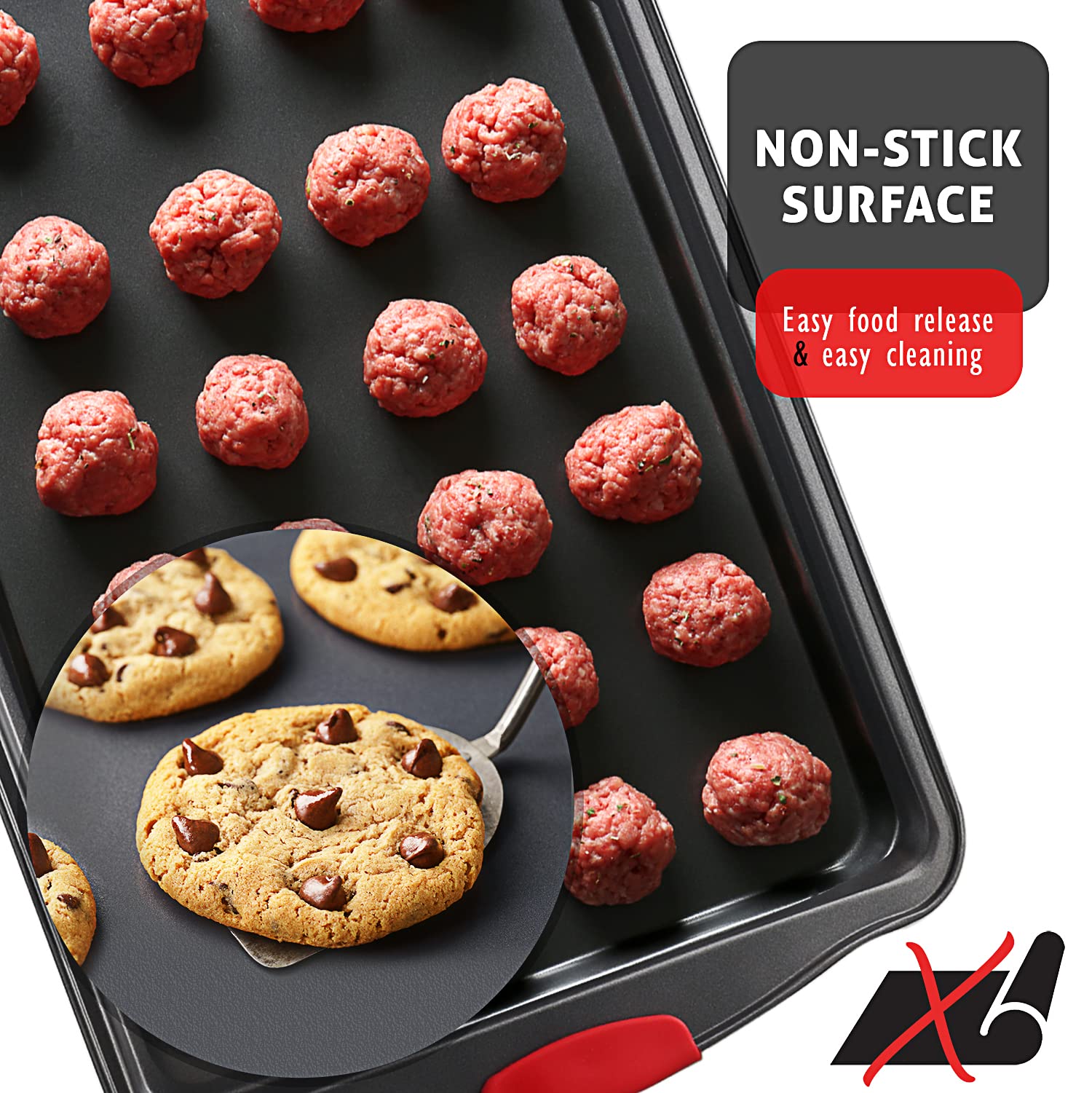 15-Piece Premium Nonstick Bakeware Set - BPA Free Cookie Sheets, Muffin Pan, Cake Pan & Kitchen Utensils for Baking, Cooking & Entertaining - Black Steel Baking Pans for Oven, Home & Professional Use