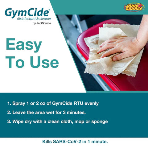 GymCide Ready-to-Use Spray Disinfectant & Cleaner - Kills 99.9% Germs - Gym Equipment & Home Surface Sanitizer - Ideal for Fitness Centers, Yoga Mats & Sports Gear