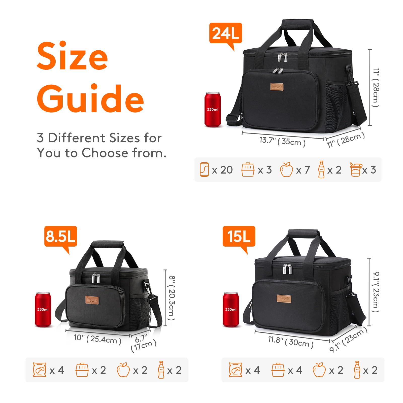 Lifewit Large Insulated Lunch Bag - Soft Cooler Tote for Adults, Men & Women - 12-Can Capacity (8.5L) - Perfect for Work, School, Picnics & Outdoor Activities