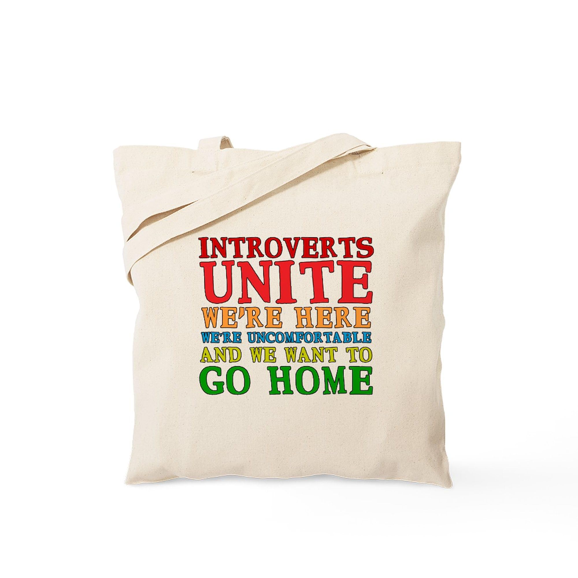 Introverts Unite Tote Bag - Natural Canvas Reusable Shopping Bag for Groceries, Books & Everyday Use | Funny Gift for Quiet People