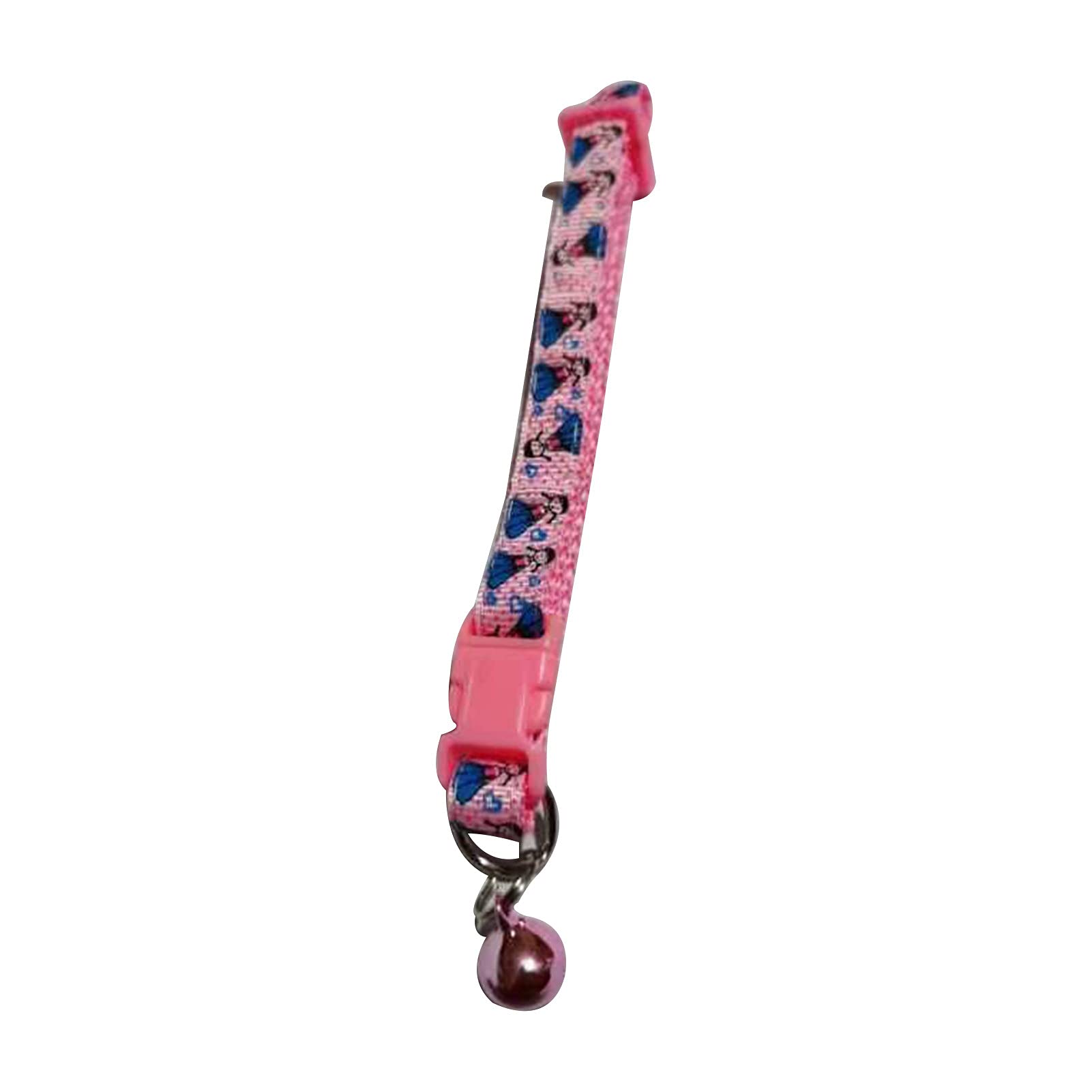 Durable Adjustable Pet Collar for Dogs & Cats - Cute Cartoon Little Girl Pattern with Bell - Pink Puppy & Kitten Neck Strap | Perfect for Daily Walks, Training & Fashion Accessories