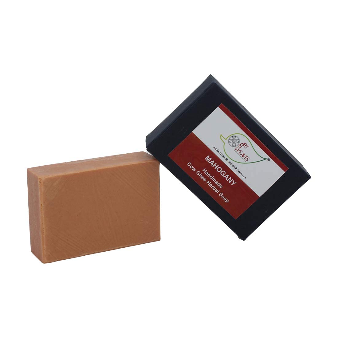ArtNweaves Handmade Cow Ghee Herbal Mahogany Soap Bar - Natural Moisturizing Solid Soap for Dry Skin with Ayurvedic Benefits (Pack of 2) | Perfect for Daily Skincare Routine & Spa Treatment