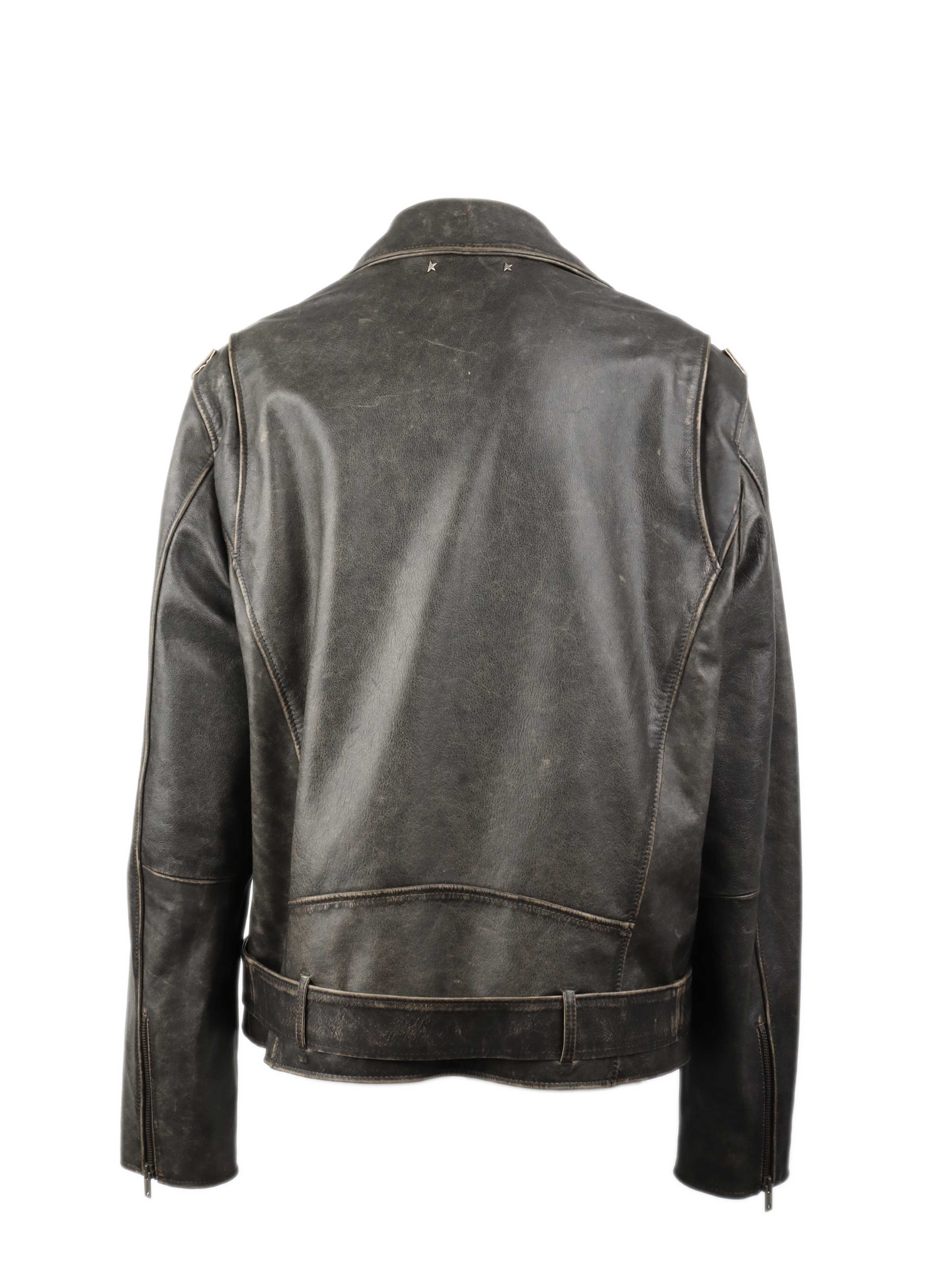 Golden Goose Men's Leather Biker Jacket - Premium Motorcycle Jacket for Men - Stylish & Durable for Riding & Casual Wear