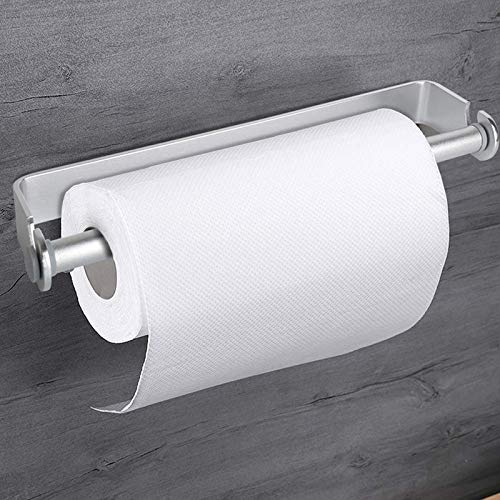 Stainless Steel Self-Adhesive Paper Towel Holder - Under Cabinet Mount, Wall Mount Kitchen Tissue Dispenser for Easy Access - Perfect for Kitchen, Bathroom, Office (Silver)