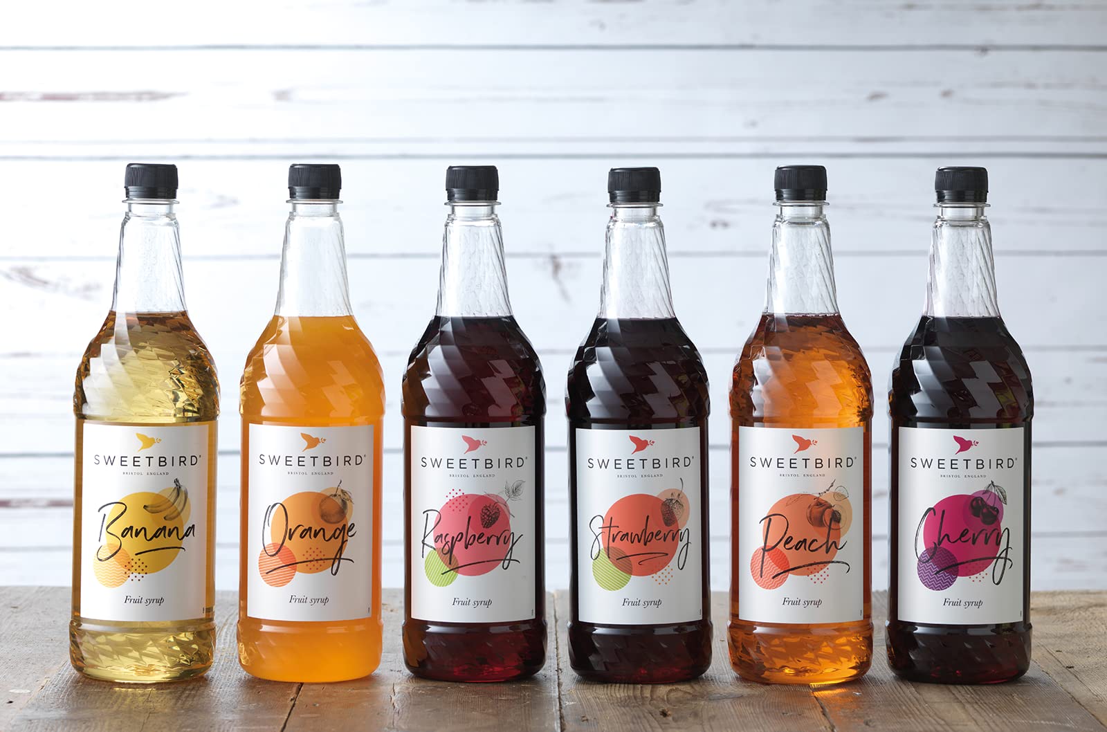 Sweetbird Cherry Flavored Syrup - 1 Liter | Vegan, GMO Free, All Natural | Perfect for Cocktails, Desserts & Coffee Drinks