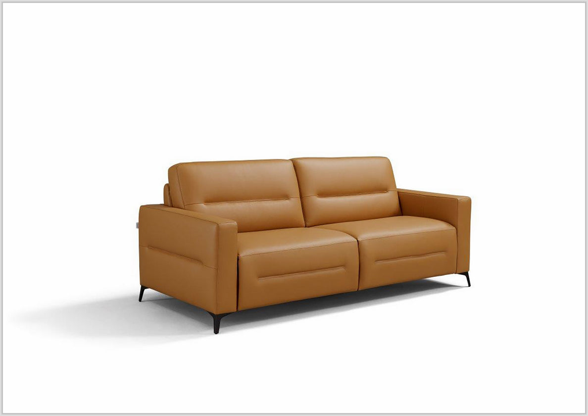 Kathy Ireland Tucson Genuine Leather Queen Sleeper Sofa with Chrome Steel Legs - Convertible Sofa Bed for Living Room, Guest Room & Small Spaces
