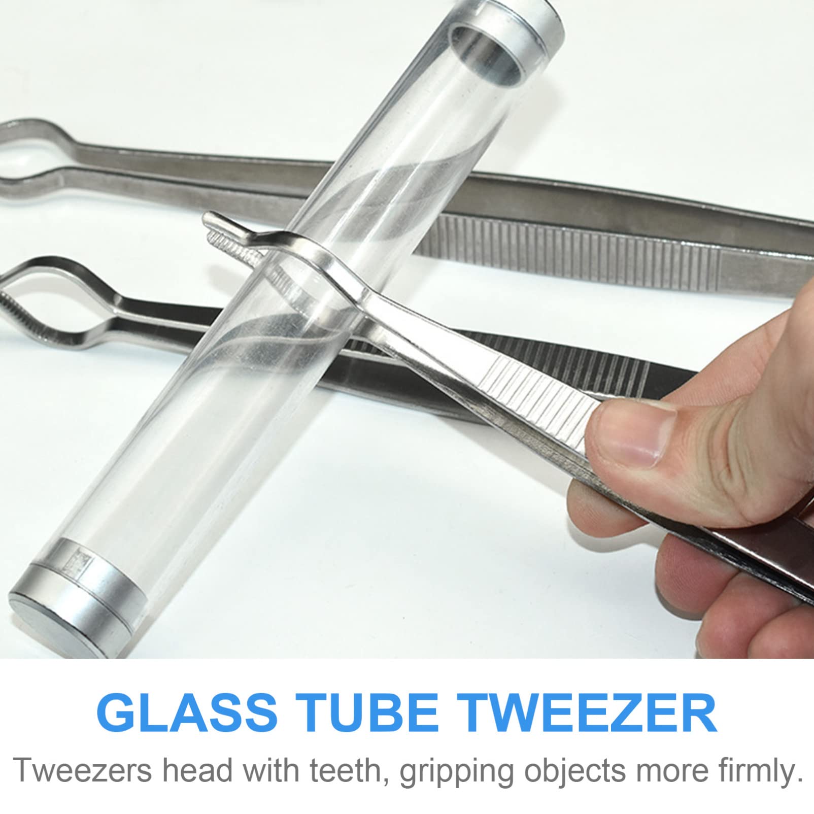 1pc Stainless Steel Test Tube Clamp for Lab Electronics - Flat Tip & Pointy Nose for Soldering, Glass Tube Handling - Ideal for Laboratory Equipment, Hair Extension Work & DIY Projects